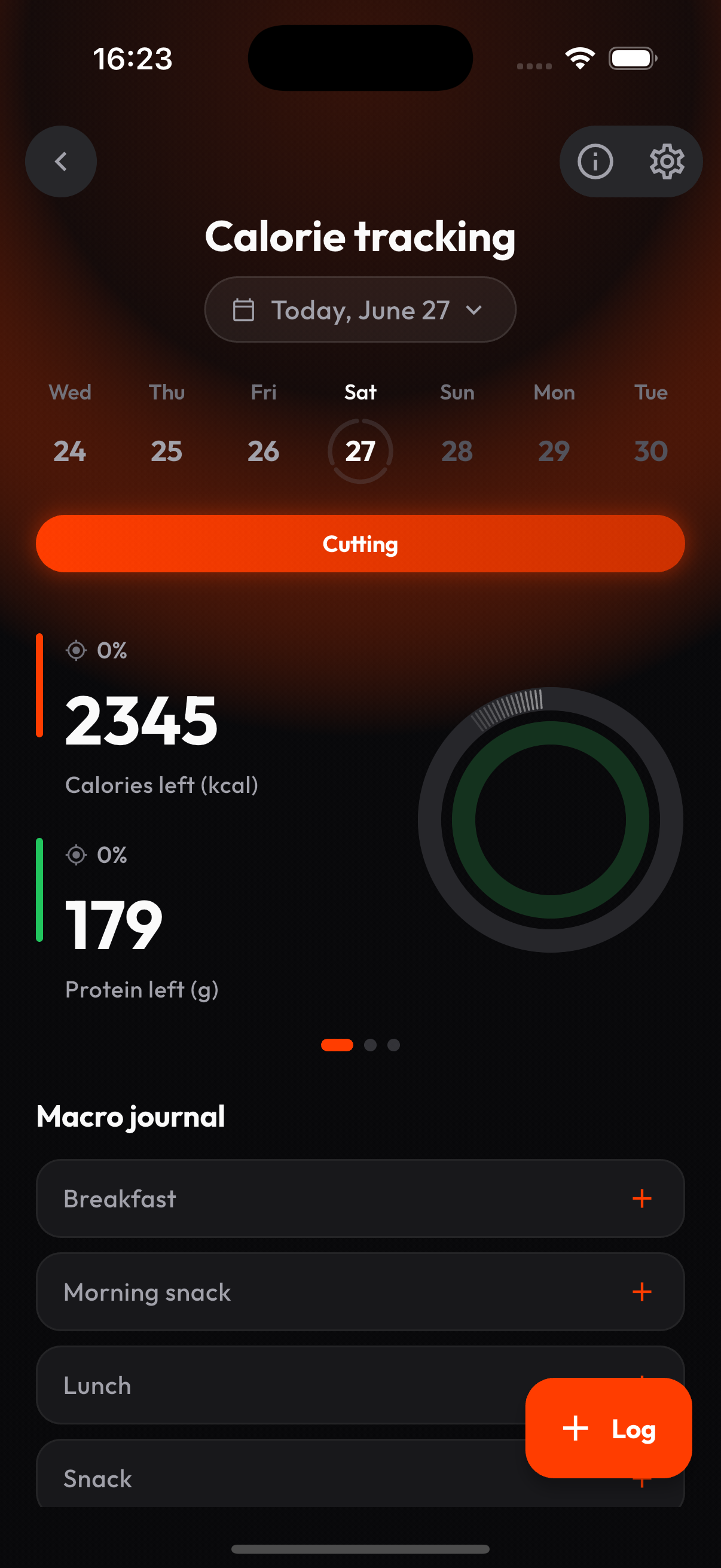 Calorie and macro tracking