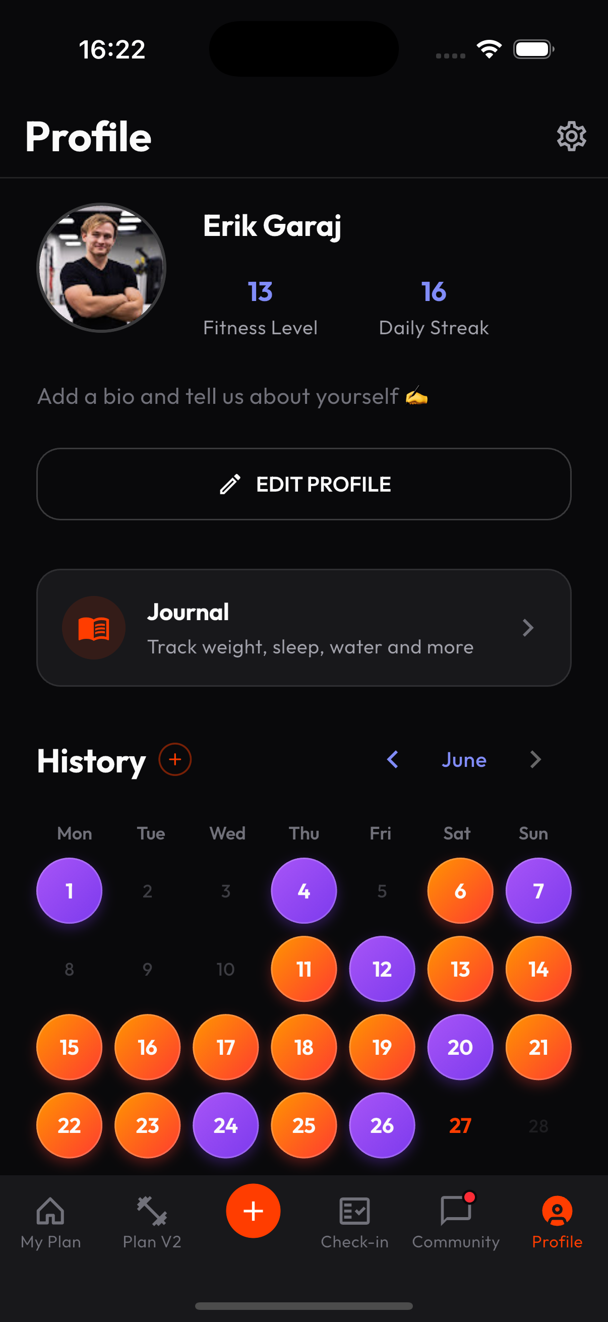Profile, Fitness Level and history